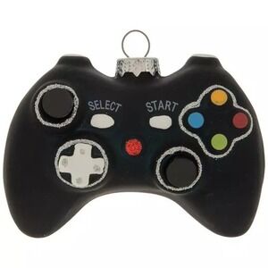 Robert Stanley Black Glass Video Game Controller Christmas Tree Ornament NWT